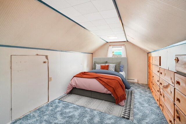 75 W Shore Rd, Ellington, CT 06029 - bedroom featuring carpet, lofted ceiling, and a baseboard heating unit