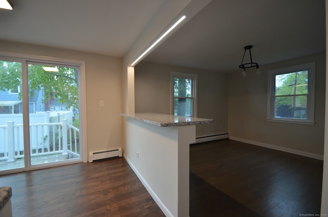 14 Harvest Ln, Bristol, CT 06010 - interior space with a baseboard radiator, dark wood-style floors, and baseboards