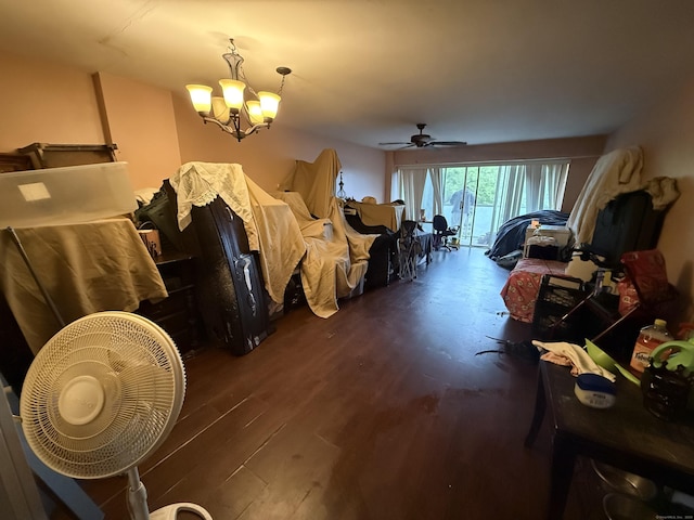 30 Woodland St Apt 5F, Hartford, CT 06105 - dining area featuring wood finished floors, a chandelier, and a ceiling fan