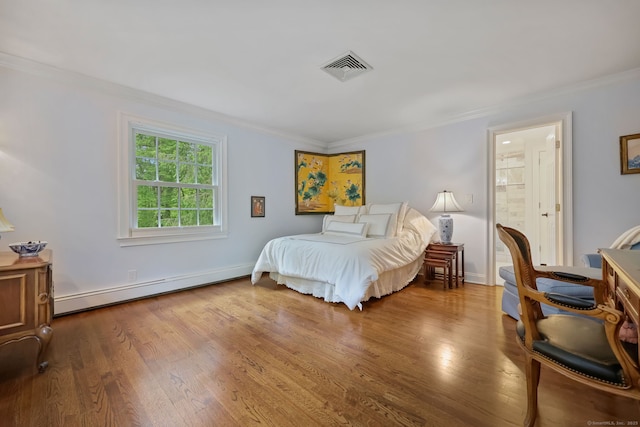 33 Carrington Dr, Stamford, CT 06831 - bedroom featuring a baseboard heating unit, crown molding, and wood finished floors