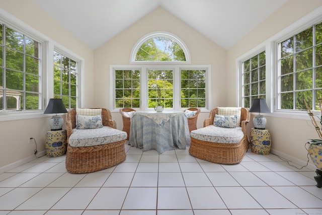 33 Carrington Dr, Stamford, CT 06831 - sunroom with vaulted ceiling and tile patterned floors