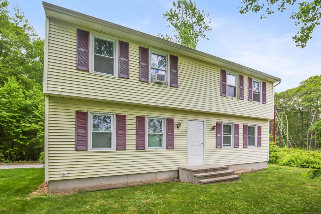 1678 Center Groton Rd, Ledyard, CT 06339 - colonial home featuring a front yard and cooling unit
