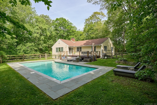 111 Deforest Rd, Wilton, CT 06897 - outdoor pool featuring a deck and an outdoor hangout area