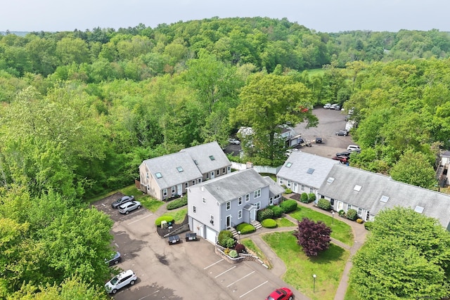 bird's eye view of a heavily wooded area