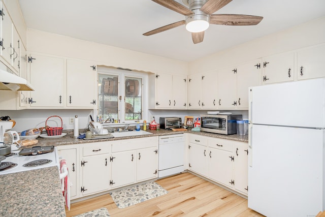 3 Lambert Ln Unit 3, Brookfield, CT 06804 - kitchen featuring white appliances, white cabinets, a sink, and ceiling fan