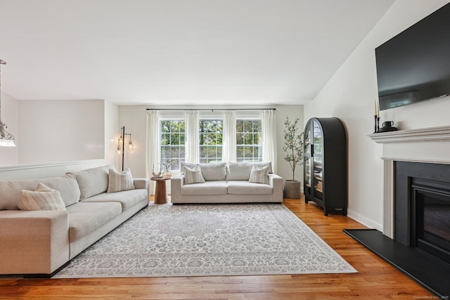 2 Red Fox Run, Wolcott, CT 06716 - living room featuring wood finished floors, a glass covered fireplace, and baseboards