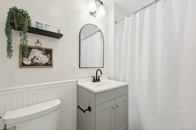 2 Red Fox Run, Wolcott, CT 06716 - full bath featuring toilet, vanity, and a wainscoted wall