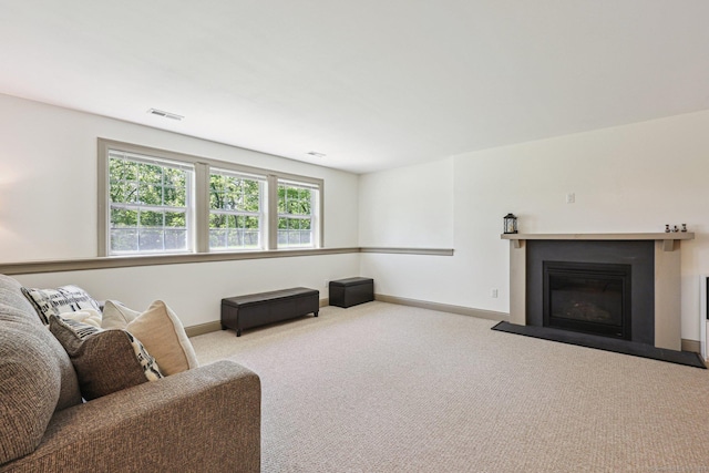 2 Red Fox Run, Wolcott, CT 06716 - carpeted living area with baseboards and a fireplace with flush hearth