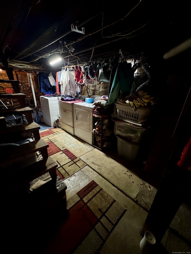 23 Old Mill Rd, Clinton, CT 06413 - unfinished below grade area featuring washing machine and clothes dryer