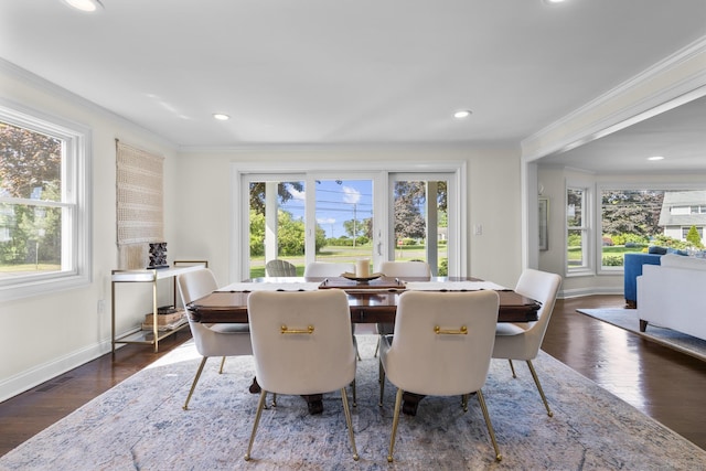 190 Bayview Blvd, Stratford, CT 06615 - dining space featuring healthy amount of natural light, wood finished floors, crown molding, baseboards, and recessed lighting