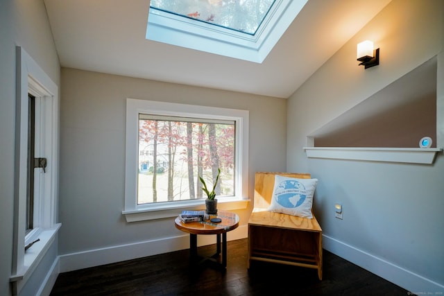 8 Bruce Ln, Avon, CT 06001 - sitting room featuring a skylight, baseboards, and wood finished floors