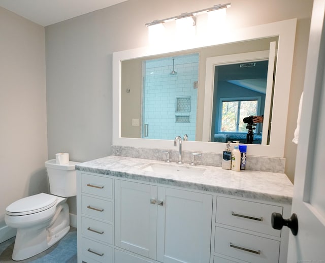 8 Bruce Ln, Avon, CT 06001 - bathroom with vanity, a shower stall, and toilet