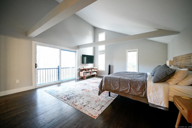8 Bruce Ln, Avon, CT 06001 - bedroom featuring access to outside, wood finished floors, baseboards, and high vaulted ceiling