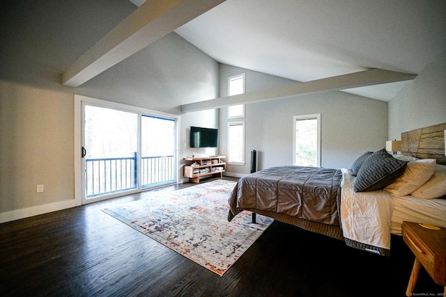 8 Bruce Ln, Avon, CT 06001 - bedroom with access to exterior, wood finished floors, baseboards, and high vaulted ceiling