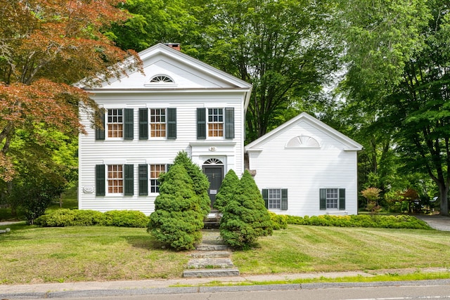 80 W Main St, Chester, CT 06412 - greek revival house featuring a front lawn and a chimney