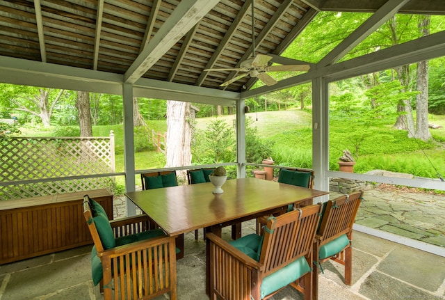80 W Main St, Chester, CT 06412 - sunroom featuring a ceiling fan and outdoor dining space