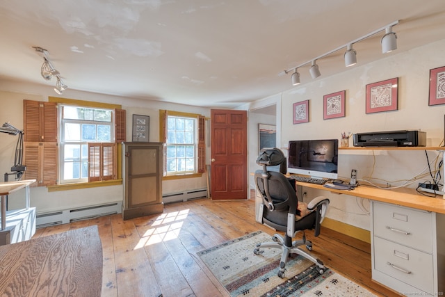 80 W Main St, Chester, CT 06412 - office space with rail lighting, a baseboard heating unit, and light wood-style floors