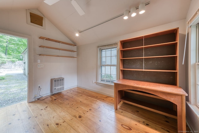 80 W Main St, Chester, CT 06412 - unfurnished living room featuring hardwood / wood-style floors, heating unit, lofted ceiling, healthy amount of natural light, and baseboards