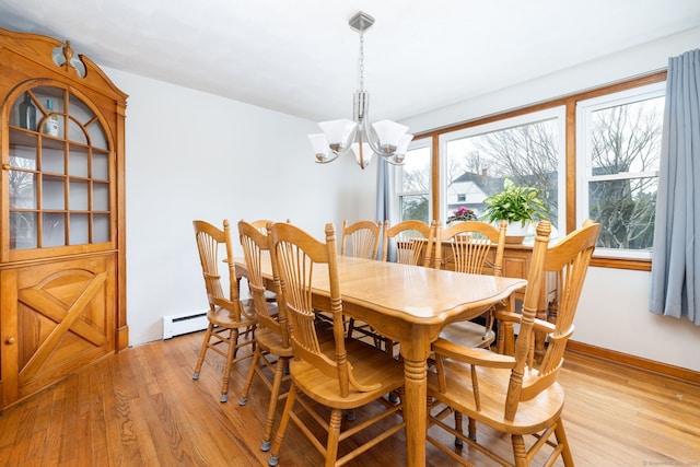 26 Davis Ave, Vernon, CT 06066 - dining space featuring light wood finished floors, a chandelier, baseboard heating, and baseboards