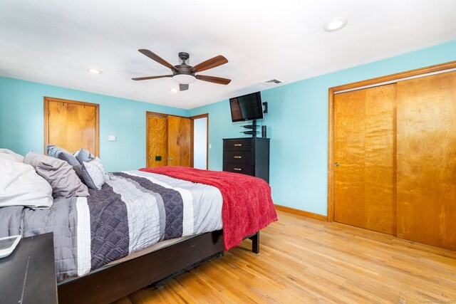 26 Davis Ave, Vernon, CT 06066 - bedroom featuring recessed lighting, light wood-style flooring, a ceiling fan, and baseboards