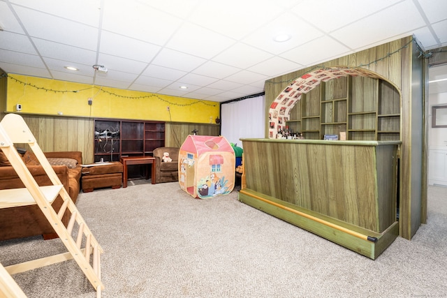 26 Davis Ave, Vernon, CT 06066 - playroom with carpet flooring, a drop ceiling, and recessed lighting
