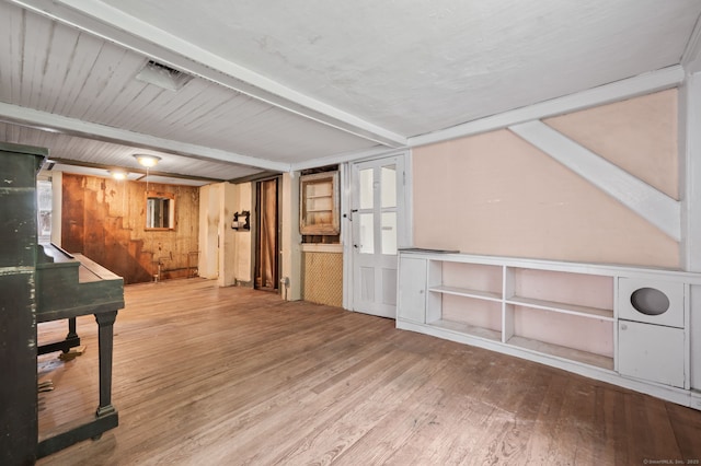 3 Indian Hill Ave, Portland, CT 06480 - interior space featuring wood finished floors, beam ceiling, wooden walls, and stairs