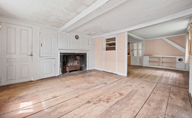 3 Indian Hill Ave, Portland, CT 06480 - unfurnished living room featuring light wood-style floors, a fireplace, and crown molding