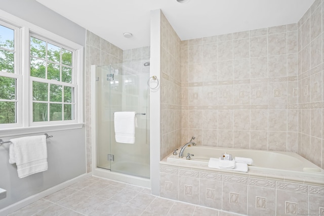 22 Fox Run, Wilton, CT 06897 - full bathroom featuring a shower stall, tile patterned floors, and a garden tub