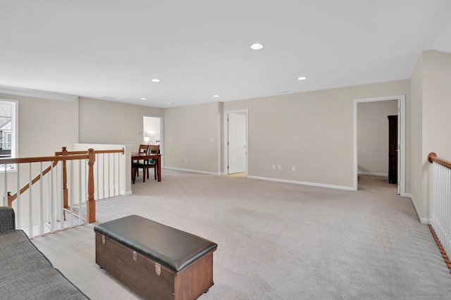 49 Bannan Ln Unit 49, Berlin, CT 06037 - unfurnished living room with light colored carpet, baseboards, and recessed lighting