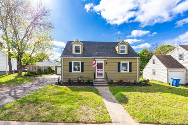 12 Pleasant Dr, Hamden, CT 06514 - cape cod house with a front yard, a shingled roof, and a garage