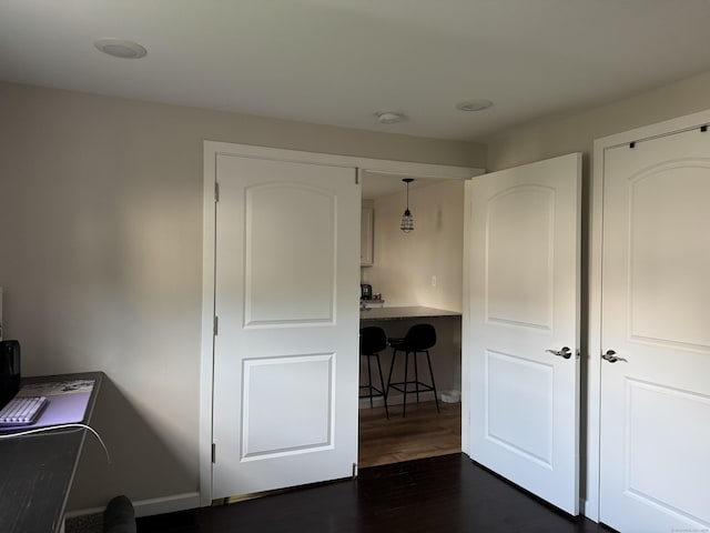 14 Russell St, Hamden, CT 06517 - bedroom with an office area and dark wood finished floors