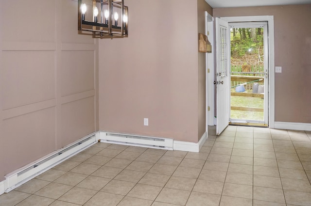3 Fielding Dr, Montville, CT 06382 - unfurnished dining area with baseboards, a chandelier, and light tile patterned floors