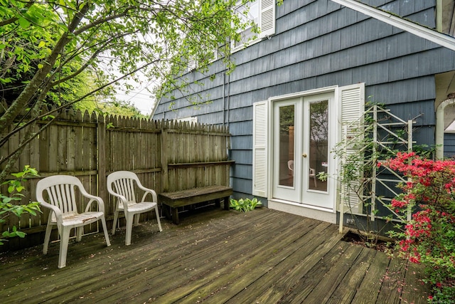 wooden terrace with french doors