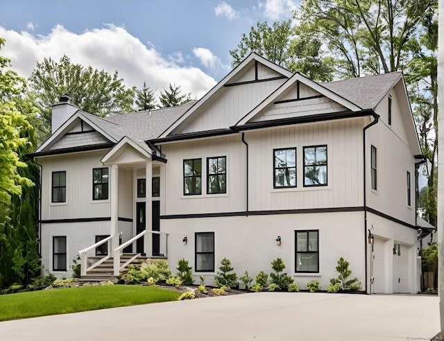 390 Ash Swamp Rd, Glastonbury, CT 06033 - view of front facade featuring a garage, a chimney, driveway, and a shingled roof
