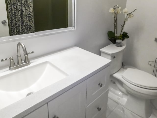 bathroom with toilet and vanity