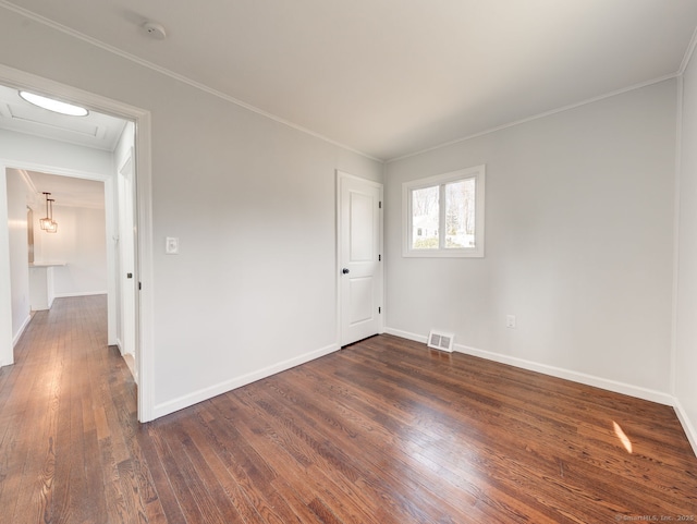 37 Austin Rd, Durham, CT 06422 - spare room with dark wood-style flooring, a smoke detector, baseboards, and crown molding