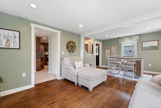 123 Kennerson Reservoir Rd, Ashford, CT 06278 - living area featuring wood finished floors, baseboards, and recessed lighting