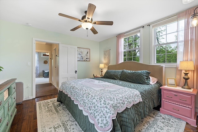 123 Kennerson Reservoir Rd, Ashford, CT 06278 - bedroom with dark wood-type flooring and a ceiling fan
