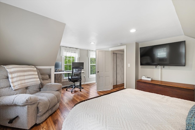 123 Kennerson Reservoir Rd, Ashford, CT 06278 - bedroom featuring wood finished floors, recessed lighting, and a desk