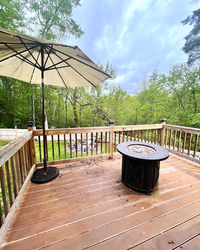 41 Secret Lake Rd, Canton, CT 06019 - deck featuring a fire pit