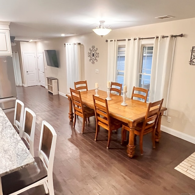 41 Secret Lake Rd, Canton, CT 06019 - dining room with baseboards, dark wood-type flooring, and recessed lighting