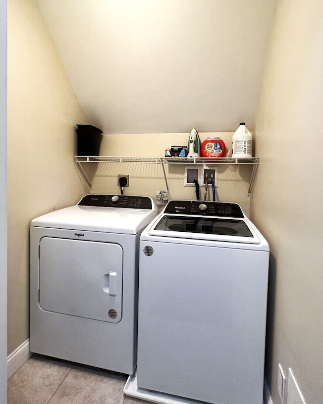 41 Secret Lake Rd, Canton, CT 06019 - clothes washing area featuring separate washer and dryer and light tile patterned floors