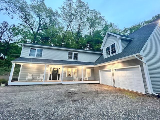 41 Secret Lake Rd, Canton, CT 06019 - view of front of property with covered porch, driveway, an attached garage, and roof with shingles