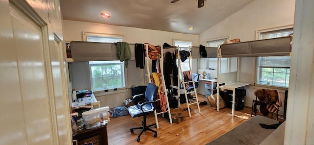 75 Clifton St, West Haven, CT 06516 - office space with wood finished floors, vaulted ceiling, and ceiling fan