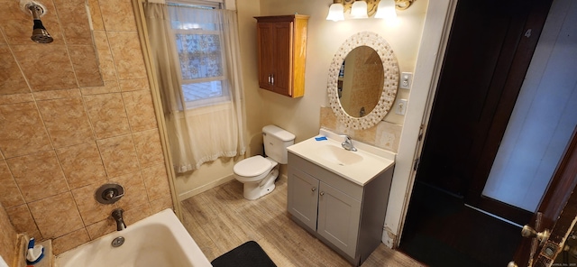 75 Clifton St, West Haven, CT 06516 - full bathroom with toilet, wood finished floors, vanity, and shower / bath combination