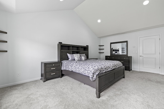 81 Tucker St Unit 81, Danbury, CT 06810 - bedroom with light carpet, recessed lighting, baseboards, and high vaulted ceiling