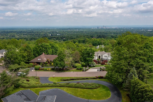 aerial view of a heavily wooded area