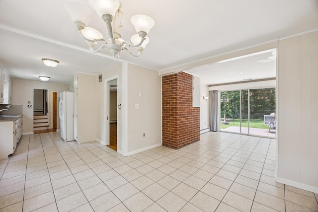 15 Kings Hwy, North Haven, CT 06473 - unfurnished living room featuring light tile patterned floors and a chandelier