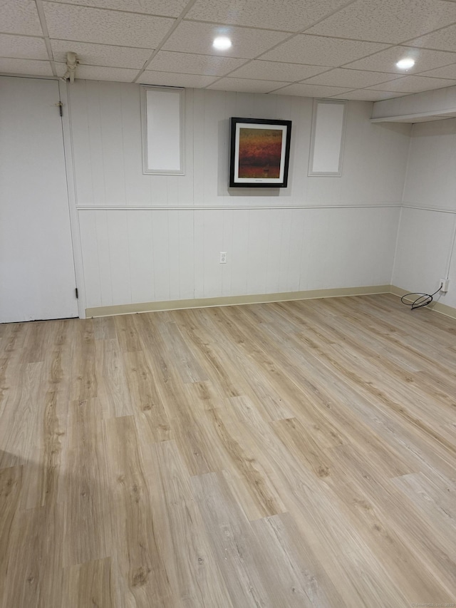 240 Centerbrook Rd Unit 240, Hamden, CT 06518 - finished below grade area with a drop ceiling, wood finished floors, baseboards, and recessed lighting