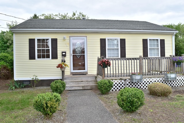 34 Joliet Ct, Groton, CT 06340 - bungalow featuring a wooden deck, crawl space, and a shingled roof